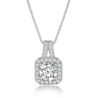 DANIEL CLIFFORD Kette mit Anhänger ''Lindsey" Damen Halskette Silber 925 quadratischer Anhänger (inkl. Verpackung), 45cm feine Silberkette mit Kristallanhänger, Kette mit Zirkonia Stein silberfarben