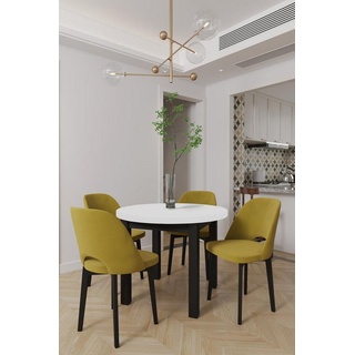 Beautysofa Esstisch Milten (runde Küchentisch im modernes Stil, 100 x 100 / 140 / 180 cm), große, solide Tisch mit lamienierte Tischplatte für Esszimmer weiß