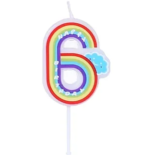 Regenbogen-geburtstagskerze Mit Der Zahl „6“