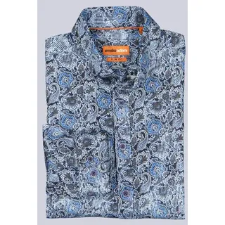 emilio adani Herren Jerseyhemd mit Paisley-Muster Blau slim fit gemustert Button Under - XXL