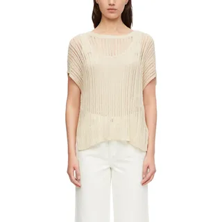 COMMA Damen Poncho aus Viskosemix – Relaxed Fit, Strick mit Glitzergarn, überschnittene Schulter - L