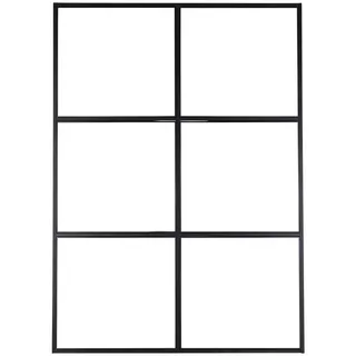 Trennwand, Schwarz, Metall, Glas, 150x210x2 cm, Wohnzimmer, Raumteiler & Paravents