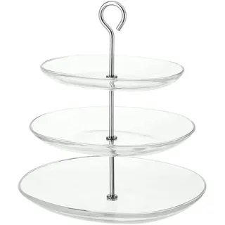 IKEA Glas-Etagere KVITTERA 3-Fach Etagére mit kombinierbaren, abnehmbaren Tellern aus Glas mit hohen Kanten - 27x31x34cm (BxTxH) - spülmaschinenfest