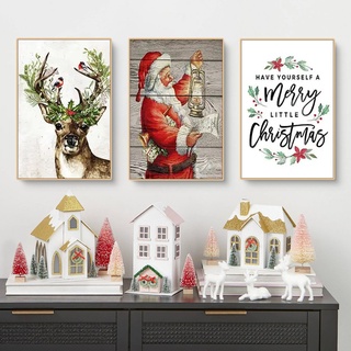Trayosin 3er Weihnachts-Poster Set, Modern Weihnachtsmann Bilder, Winter- Print Kunstposter, Wandkunst Wandbilder Wanddeko für Wohnkultur, Ohne Rahmen (B,30x40cm)