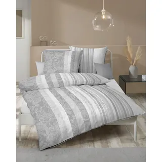 KAEPPEL Firenze Paisleymuster Baumwolle Silber 135 x 200 cm + 2 x 80 x 80 cm