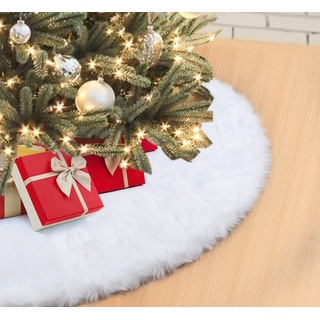 Homewit Christbaumschmuck Weihnachtsbaum Rock Christbaumständer Teppich Abdeckung Dekoration (1-tlg), Weiß Plüsch Weihnachtsbaum Decke 47zoll/120cm weiß