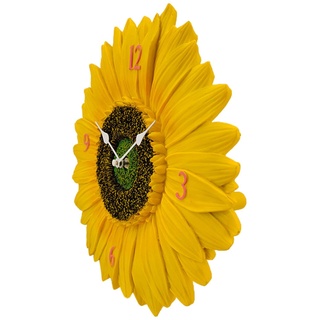 perfk Sonnenblumen-Wanduhr, dekorative Wanduhren, geräuschlos, Nicht, wasserdicht, niedliche 30,5 cm große Uhr, Outdoor-Uhr für Badezimmer,