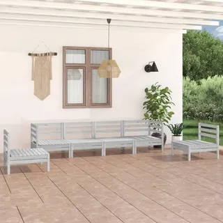 vidaXL Garten-Lounge-Set 6-tlg. weiß Kiefer