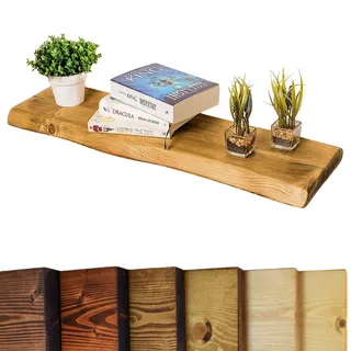 Chill House Waney/Live Edge Rustikal Wandregal 22x4.4cm, Dunkle Eiche, 140cm