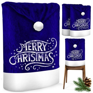 KESSER Weihnachtsfigur, Premium Weihnachtsstuhlüberzug Set Stuhlhussen für Weihnachten blau|rot