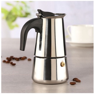 Gravidus Espressokocher EDELSTAHL Espressokocher Espresso Maker 2 Tassen Espressokanne Kaffee silberfarben
