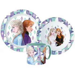 Disney Kindergeschirr-Set Disney Die Eiskönigin Elsa Kinder Geschirr-Set 3 teilig (3-tlg), 1 Personen, BPA-Frei, Becher Teller Schüssel bunt