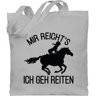 Shirtracer Umhängetasche Mir reichts ich geh reiten, Pferd grau