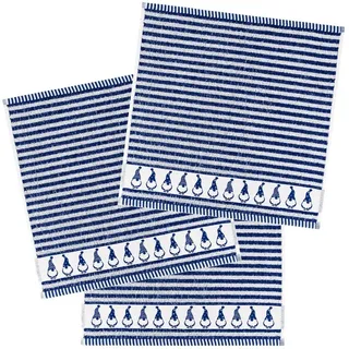 Kracht Geschirrtuch Wichtel, (Set, 3-tlg., Set), 3er Pack Frottee Küchenhandtücher (3 Stück) ca.50x50cm Baumwolle blau