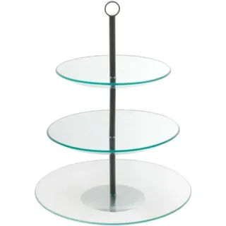 AMBITION Etagere 3 Etagen rund Leila ⌀30 Glas Kuchenständer Edelstahl für Obst Kuchen Cupcakes transparent