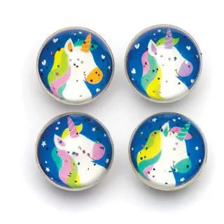 Baker Ross AR578 Glitzer-Flummis mit regenbogen Einhornmotiv, perfekt für Kinder, um alleine oder mit Freunden zu spielen, ideal für den Außen- und Innenbereich (8 Stück), verschieden