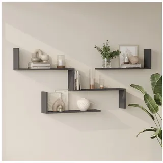 [en.casa] Vepinshul Wandregal 142 x 14,5 x 74,5 cm Anthrazit