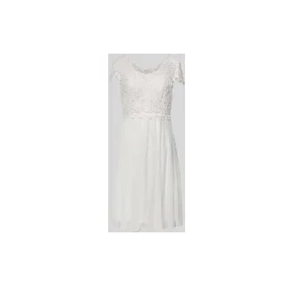 Brautkleid mit Rundhalsausschnitt und Perlen, Offwhite, 34