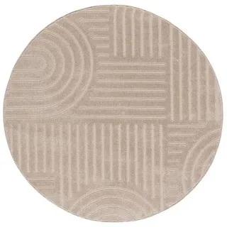 Tesso Living Designteppich LOUIS, Teppich Wohnzimmer, Skandi Design, Zenn, rund, moderner Wohnzimmerteppich, 3-D, schlichte Farben beige rund | 200 cm x 200 cm