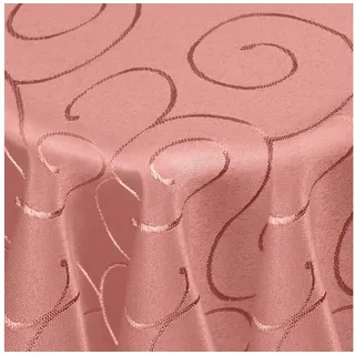 DecoHomeTextil Heimtextilmanufaktur Tischdecke Kringel Circle Tafeldecke Ornamente Damast Tischdecke rosa Oval 135 x 180 cm