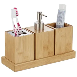 Relaxdays Badaccessoire-Set Braun