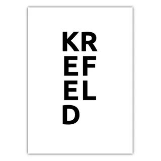 Premium Poster Stadt KREFELD | Städtemotiv, Typografie | DIN A4 21x30cm, weiß/schwarz, 3 seidenmattes Premiumpapier, Qualitätsfarben | Dekoration für Zuhause | Nachhaltig und ressourcenschonend