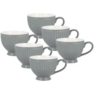 Greengate Kaffeeservice Alice Teetasse stone grey 0,4 l Set6, Steinzeug grau