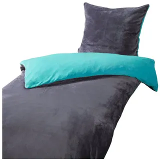 heimtexland Teddy Flanell Blau 135 x 200 cm + 80 x 80 cm