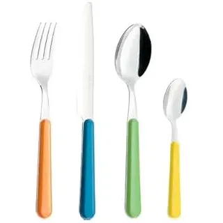 BERGER Happy Camper Besteck Set 16-TLG. | Camping Besteckset für 4 Personen aus Edelstahl | Buntes Essbesteck Campingbesteck mit Messer Gabel Löffel | Spülmaschinengeeignet & robust