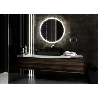 Badspiegeldesign - Badspiegel mit Beleuchtung LED Radlux, Durchmesser 80 cm, Runder Badezimmerspiegel mit Beleuchtung, Wandspiegel für Badezimmer mit Einer Farbneutralen LED-Lampe zirka 4000K