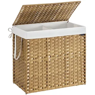 Songmics Wäschekorb 160 Liter, Wäschesammler mit Deckel und Griffen, - Beige