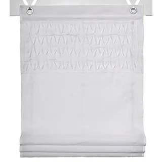 Kutti Raffrollo Tuck Kessy, mit Hakenaufhängung, ohne Bohren, freihängend, weiß, blickdicht, Sichtschutz, mit Blende, Baumwolle-Polyester weiß 100 cm x 140 cm