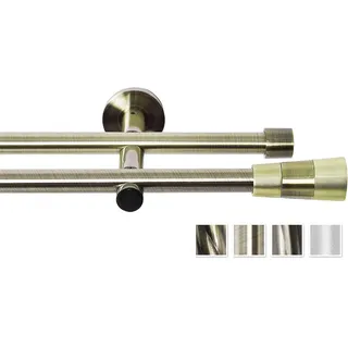 Rollmayer Gardinenstange Ø 16mm Fenix Gold 120cm 2-läufig | Glänzend metall, Für Ösenvorhang, Ohne Ringe, Modern