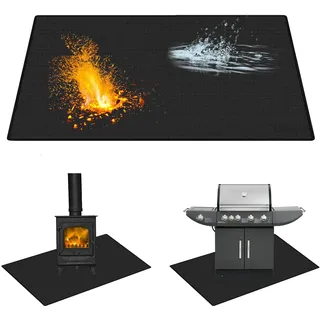 Leerweii Grillmatte Bodenschutz, 100 x 180 cm Feuerfeste Unterlage 3 Schicht Feuerschutzmatte Bodenschutzmatte Grillunterlage Silikon-Glasfaser Outdoor Grillmatte für Gasgrill Holzkohlegrill Kamine