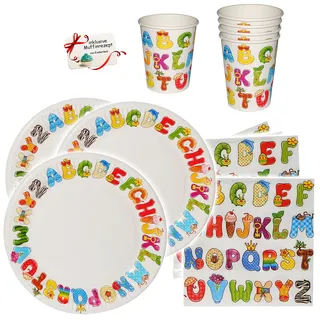 alles-meine.de GmbH 20 Stück Servietten - ABC/Alphabet - Buchstaben - zum Schulanfang/Geburtstag - Kindergeburtstag & Schuleinführung - Partygeschirr - Partyset - Servi..