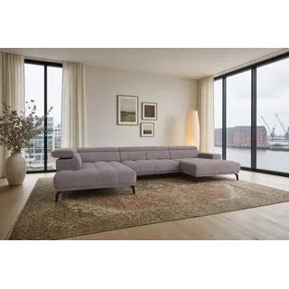 foamnova Wohnlandschaft Uppsala, mit Relaxfunktion, B 400 cm, Elektrischer Sitzvorzug & klappbare Kopfstützen
