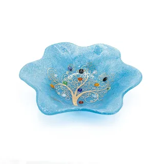 Sospiri Venezia Murano-Glas-Toilettentablett mit handgefertigter Baum des Lebens-Dekoration dekorative Schale Wohndekoration Geschenkidee handgefertigt in Italien (13 x 13 cm)