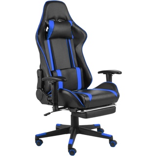 vidaXL Gaming Stuhl mit Fußstütze Drehbar Schreibtischstuhl Bürostuhl Chefsessel Gamingstuhl Computerstuhl Racing Drehstuhl Blau PVC