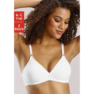 Bügelloser BH PETITE FLEUR Gr. 85, Cup A, weiß (2xweiß) Damen BHs Bügelloser-BH Soft-BH T-Shirt-BH BH Triangel-BH Umstandswäsche im Triangel Schnitt, Basic Dessous