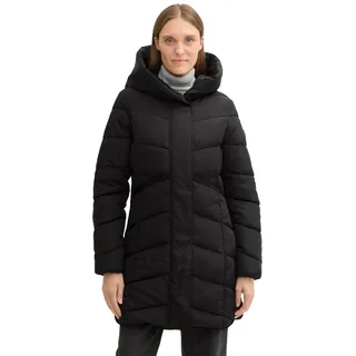 Tom Tailor Damen, 1042914 Steppmantel mit Kapuze 14482-Deep Black, 3XL - 3XL