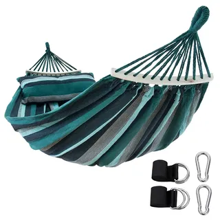yourGEAR Bali - XL Hängematte mit Kissen | 240 x 120 cm | Smaragd (Grün) oder Aqua (Blau) |240 kg TÜV geprüft | Baumwolle | Stabhängematte inkl. Befestigungsset [Smaragd]