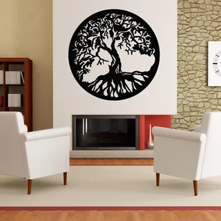 Baum des Lebens - Yggdrasil - Wandaufkleber Wandtattoo TREE OF LIFE Sticker Aufkleber - erhältlich in vielen Farben (Schwarz, 80 x 80 cm)
