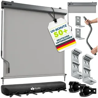 tillvex Senkrechtmarkise tillvex® Senkrechtmarkise Außenrollo Sichschutz Balkon Markise für grau 15 cm x 200 cm x 250 cm