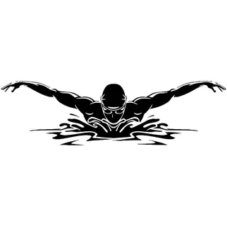 Wandtattoo „Schwimmer“, Schwimmbad, Wassersport, sportlich, Vinyl, Wandaufkleber, Heim, Jungen, Schlafzimmer, Dekoration, wasserdicht, Kunstwand, klein – 17x58cm