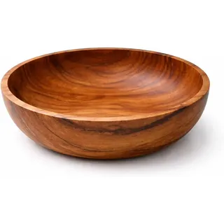 NELUHA Teakholz Schale Holzschale rund Durchmesser Deko-Schale Obstschale groß Holzschüssel aus zertifiziertem Teakholz (20cm Höhe 5cm)