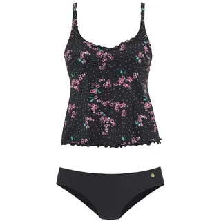 LASCANA Bügel-Tankini mit Rüschenkante LASCANA schwarz-bedruckt Gr.38 Cup D