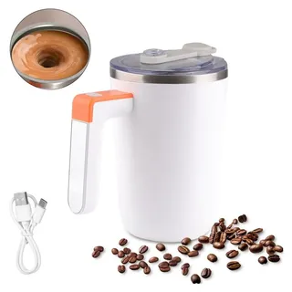 300 ml selbstruehrender Becher, Temperaturheizung, magnetischer Kaffee-Mixbecher mit Deckel, wiederaufladbarer 304 Edelstahl-Innenschuh, wasserdich... - Weiß