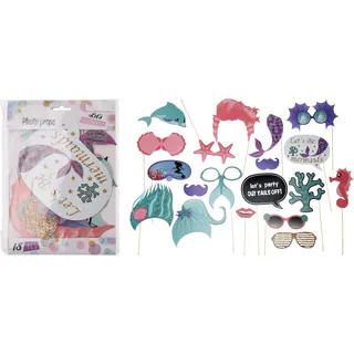 Fotobox Requisiten Meerjungfrau 18er Set Fotorequisiten Fotos Selfies Foto Zubehör Accessoires Fotoutensilien Fotoaccessoires Bunt Mix