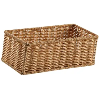 Rattan-Imitat-Korb, Aufbewahrungskorb, Rattan-Waschtischtablett für das Badezimmer, multifunktional, lang und schmal, dekorativ, rechteckig für Küche und Bad Organizer Deko, l
