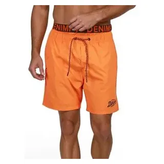 DENIMFY Badehose Herren Lang Badeshorts Doppelter Bund DFNeo Shiny Orange 5XL